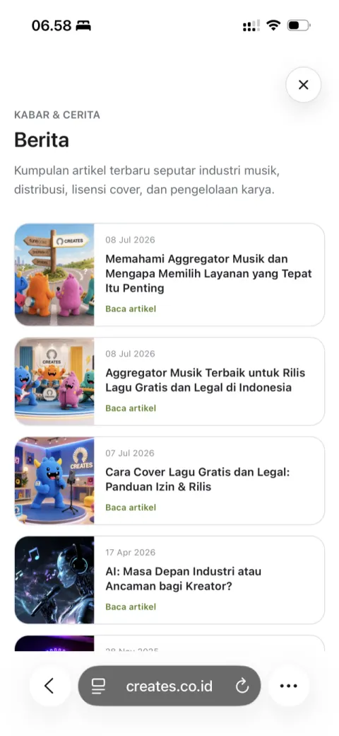 Berita Industri Musik di platform Creates