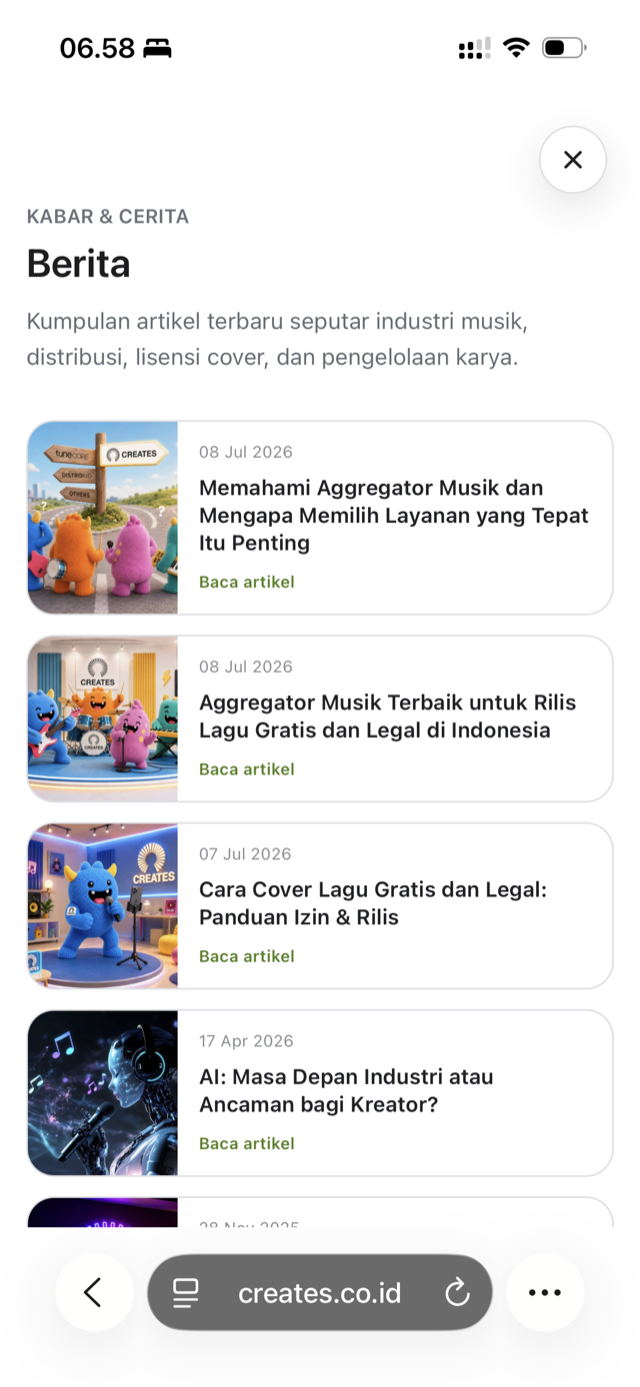 Berita Industri Musik di platform Creates