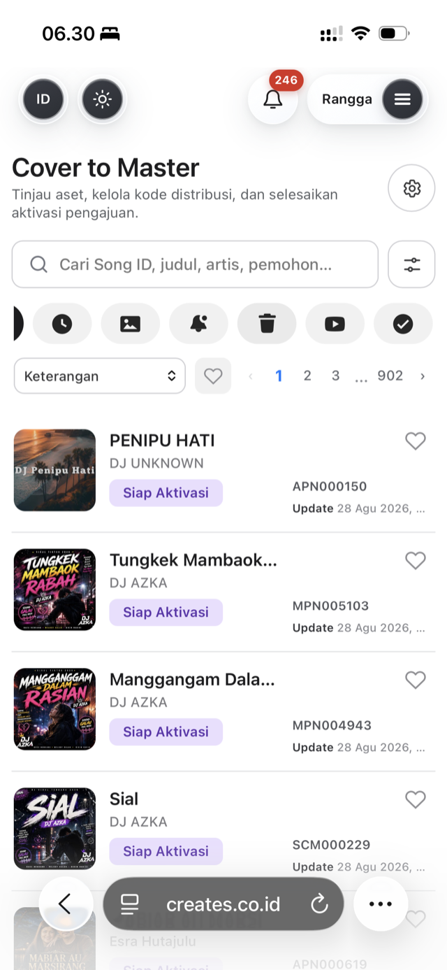 Katalog Cover to Master di platform Creates